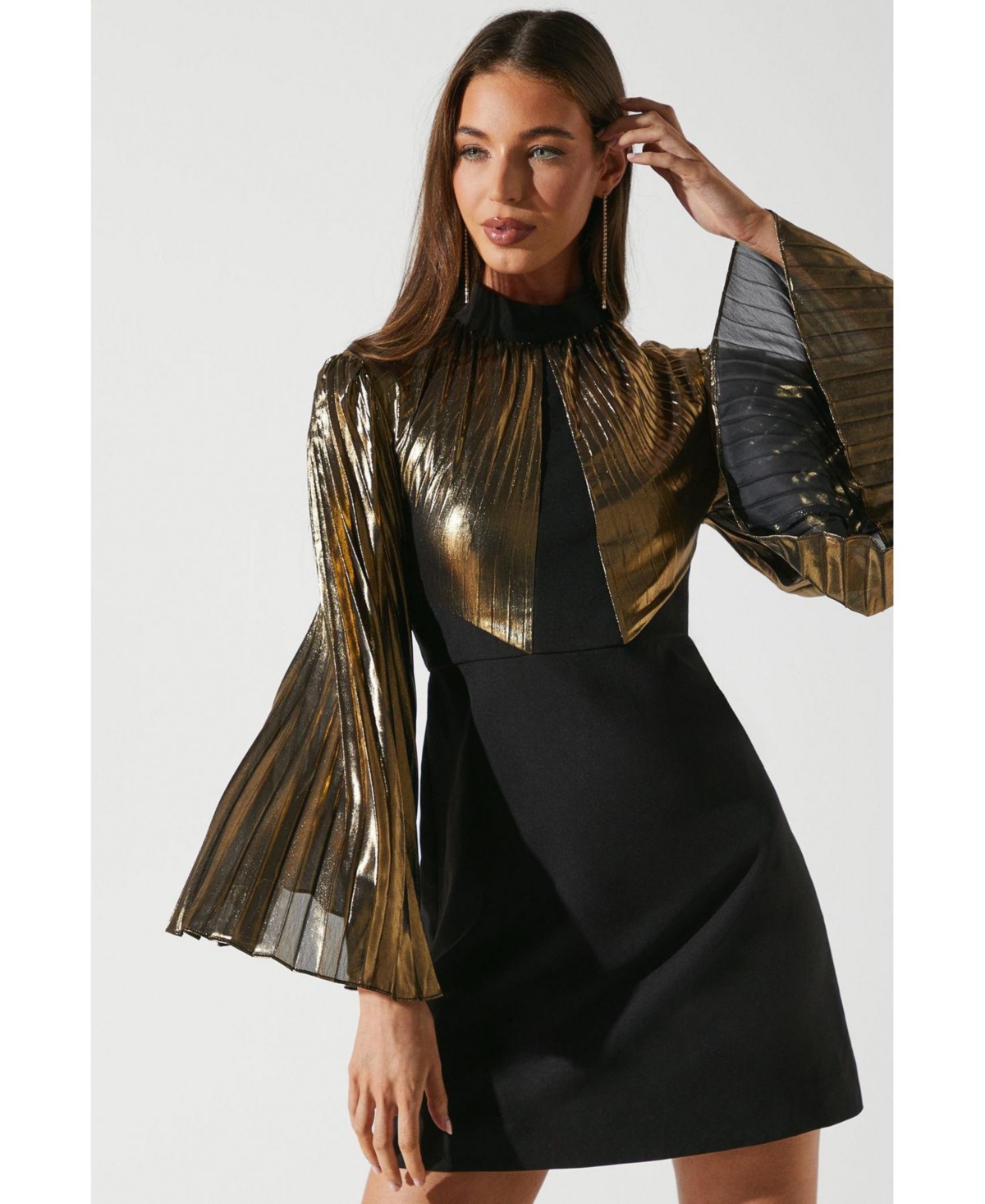 Coast Women's Party Metallic Long Sleeve Mini Dress
