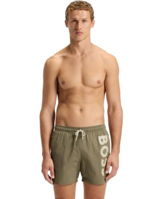 Men's Vertical Logo Print Swim Shorts