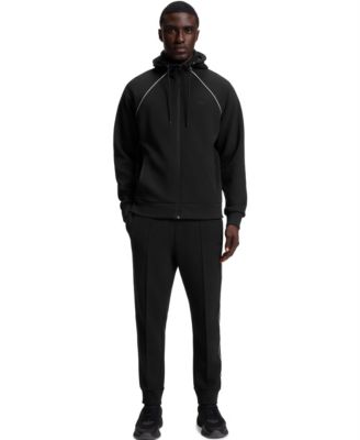 Men's Piping Details Cotton-Blend Zip-Up Hoodie