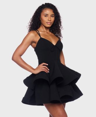 Juniors' Double Layer Drop V-Neck Dress