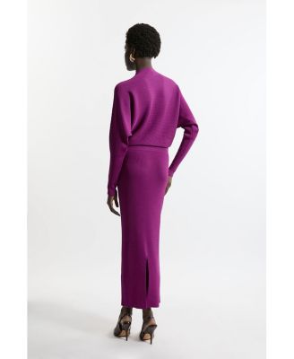 Women's Drape Knit Bat Wing Pencil Midi Dress