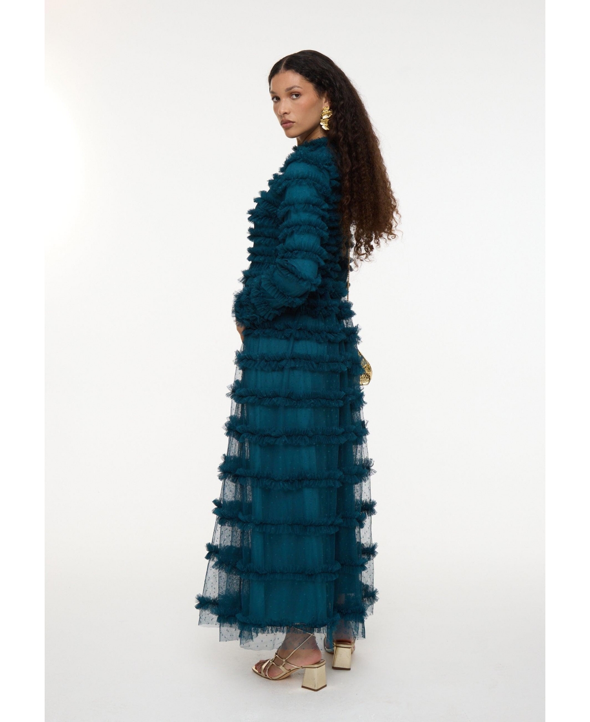 Maryisa Women's Modest Ruffle Dress Maxi With Flowey bottom