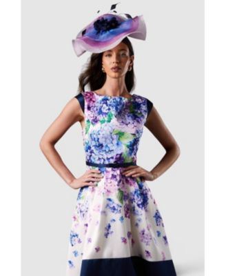 Women's Twill Hi-Lo Floral Midi Dress