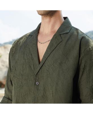 Men's Army Green Wrinked Korean Oversized Shirt.