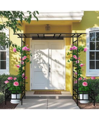 Metal Garden Arch Adjustable Width Black