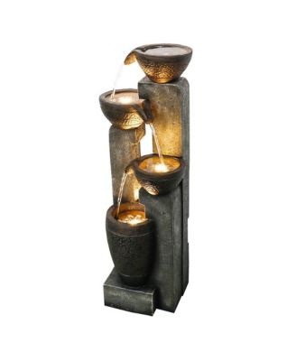 40''H 4-Tier Outdoor Garden Water Fountain Decor, Resin Fountain for Garden, Floor Patio, Deck, Porch, Backyard and Home Art Decor