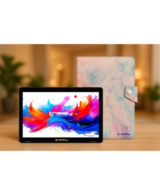 10.1"Octa Core 256GB Storage Android 15 Tablet with Pink Marble Case