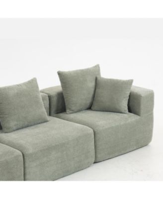 Streamdale Modular 3-Seat Chenille Sofa, Deep-Seat Couch, Tool-Free Setup, Low-Profile, 111" W - Light Green