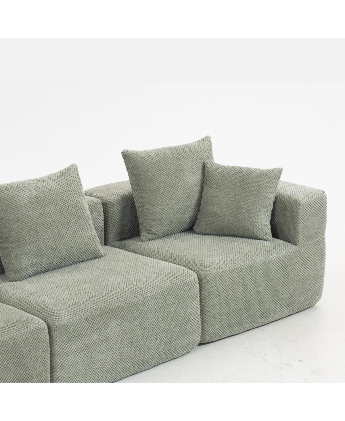 Streamdale Furniture Streamdale Modular 3-Seat Chenille Sofa, Deep-Seat Couch, Tool-Free Setup, Low-Profile, 111" W - Light Green