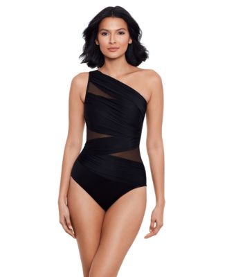 Women's Network Jena One-Shoulder Allover-Slimming One-Piece Swimsuit