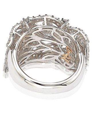 Suzy Levian Sterling Silver Cubic Zirconia Pave Leaf Vine Ring