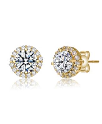 Elegant Dazzling Round Cubic Zirconia Halo Stud Earrings