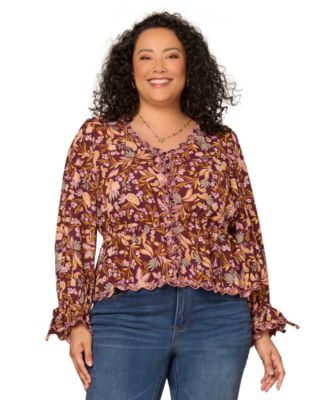 Democracy - Plus Size Printed Long-Sleeve Top