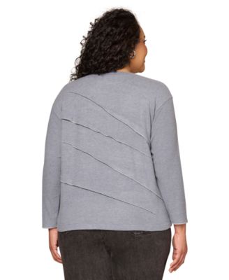 Plus Size Pleat Detail Crewneck Sweater