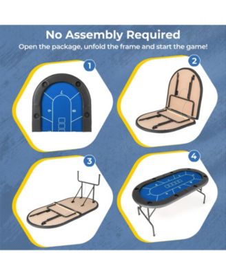 72 x 36 x 30.5 Inch Foldable Poker Table with 8 Cup Holders