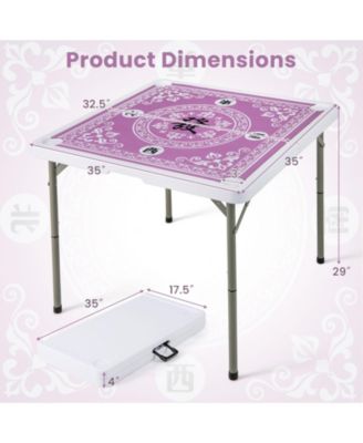 Portable Folding Mahjong Table With Cup Holders And Game Mat.