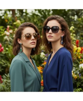 Set of 2 Art Deco Cubic Zirconia Halo Long Pear Solitaire Teardrop Blue & Green CZ Statement Dangle Chandelier Earrings