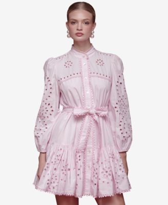 Women's Eyelet Cotton Lined Shirt Dress