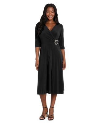 R & M Richards - Women's Pleated Crochet Open Back Maxi Dress