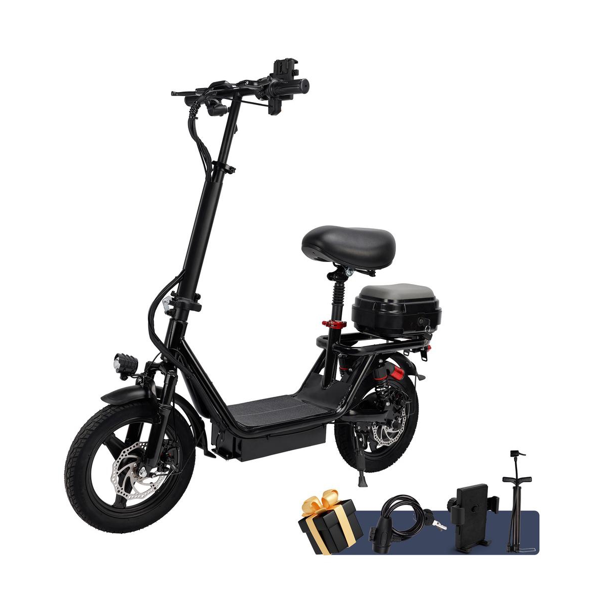 Artudatech 14 inch Adult Foldable Electric Scooter with 500W Motor, Dual Shock Absorbers & Rear Storage Box