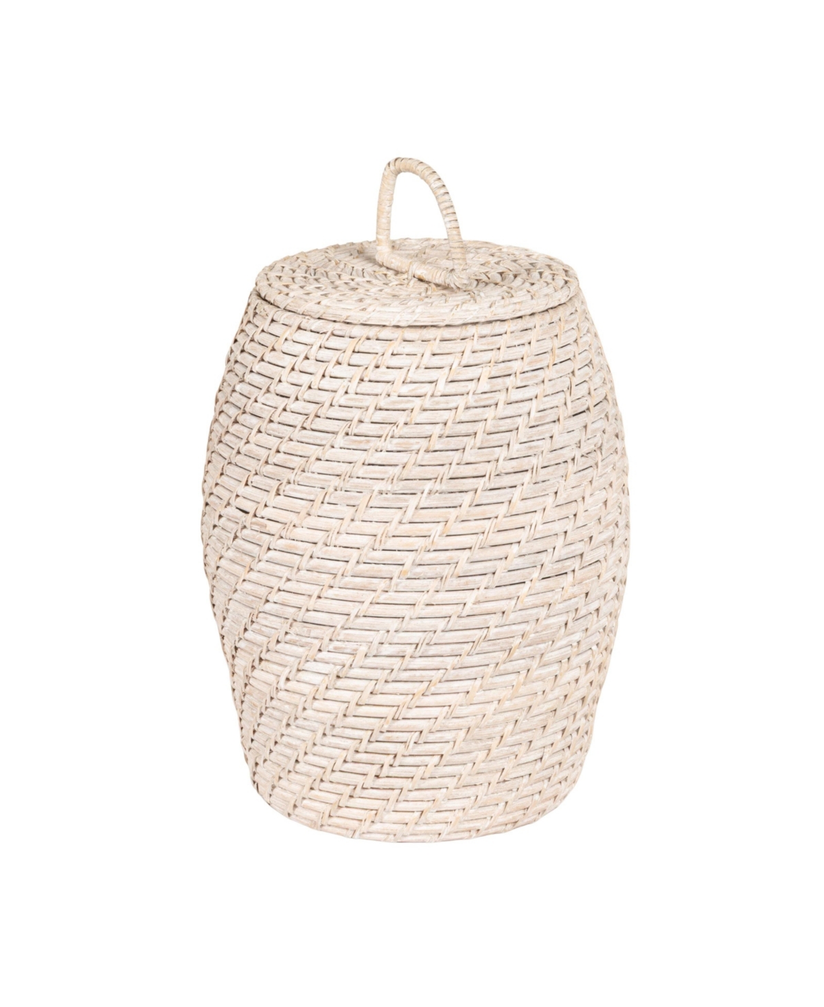 Storied Home Rattan Wicker Storage Basket with Lid, Washed Black Finish, Set of 2