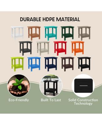 2-Tier Outdoor HDPE Modern Adirondack Square Patio Side Table