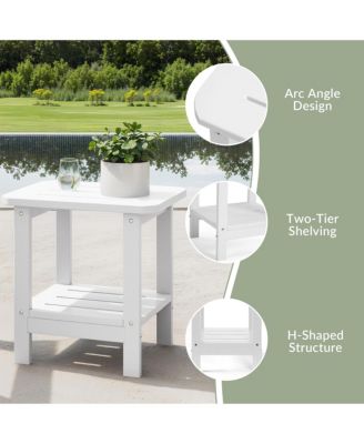 2-Tier Outdoor HDPE Modern Adirondack Square Patio Side Table
