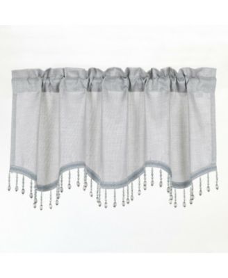 1 Piece Moroccan Sparkle Rod Pocket Semi Sheer Voile Beaded Trim Window Valance