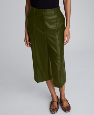 Women’s Faux Leather High Rise Pintuck Culotte