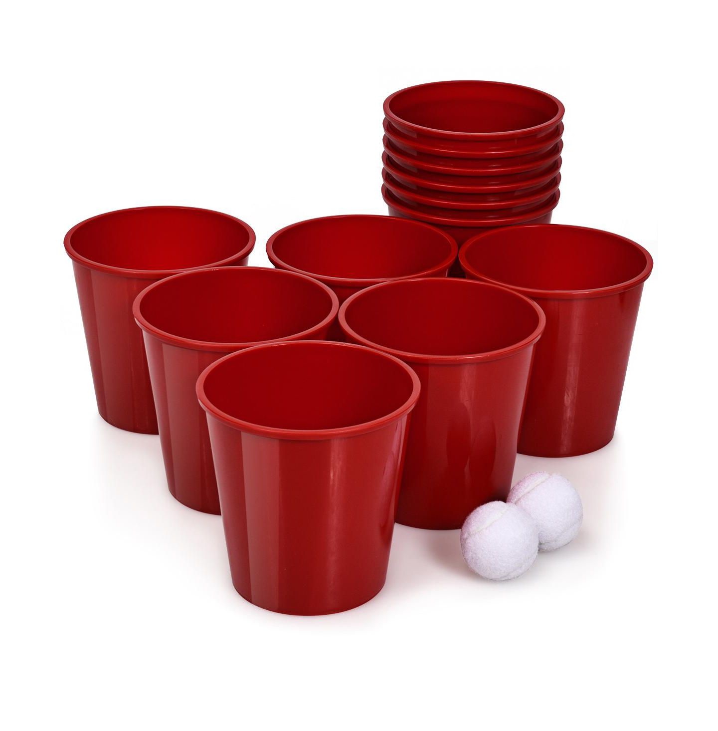 Детские игрушки SUGIFT Giant Yard Pong Game Portable Set with 12 Buckets, 2 Balls, Ages 6+, цвет: Красный — фото 11