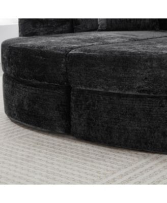 Streamdale Full-Compressed Chaise Sofa 80" Curved Boneless Couch with Cup Holders, Black