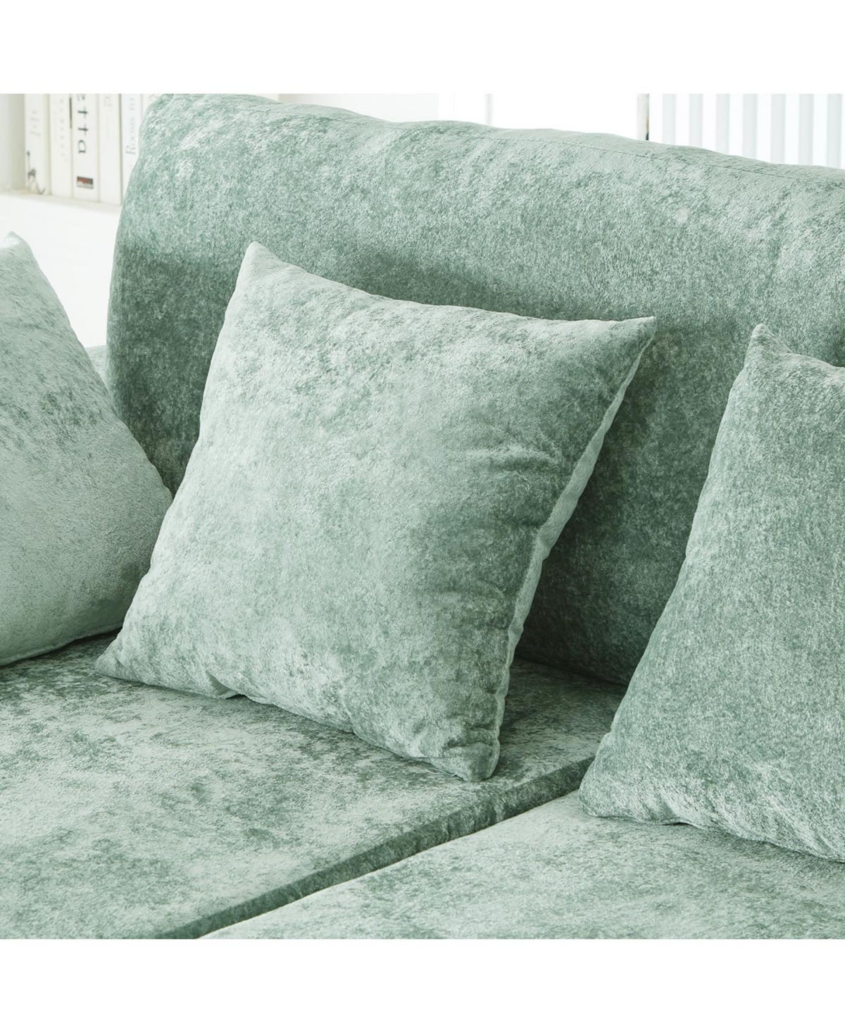 Streamdale Furniture Streamdale Full-Compressed Chaise Sofa 80" Curved Boneless Couch with Cup Holders, Black