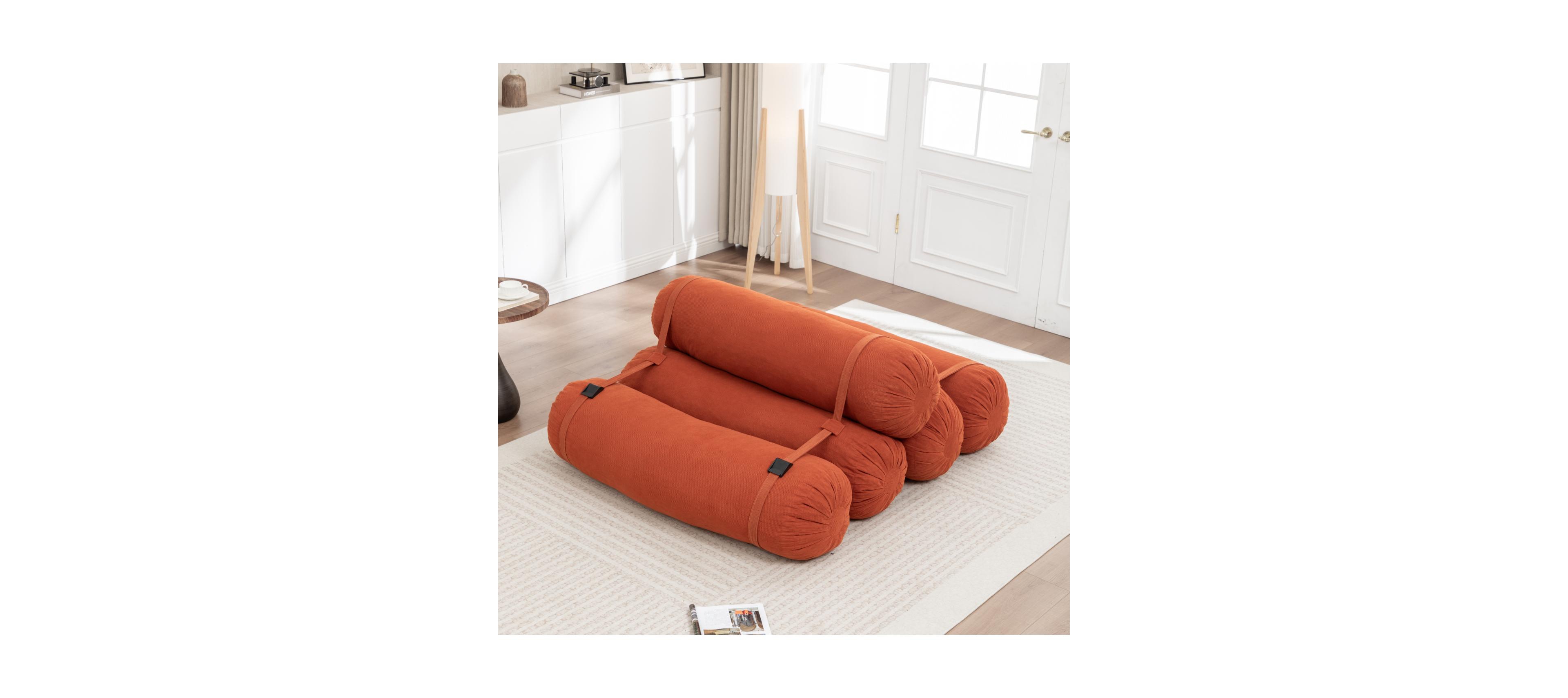 Streamdale Furniture Adjustable Corduroy Floor Sofa with Straps for Versatile Configurations