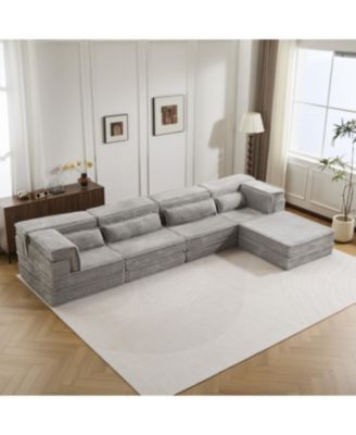 86" Modern Chenille 3-Seater Sofa with Rolled Arms & Wood Legs