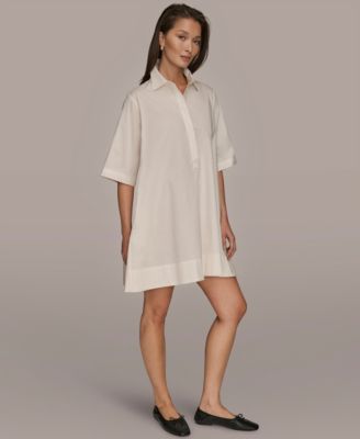 Women's Elbow-Sleeve Hidden Placket Dress