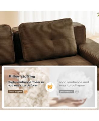 Modern U-Shaped Corduroy Sectional Sofa with Movable Ottoman