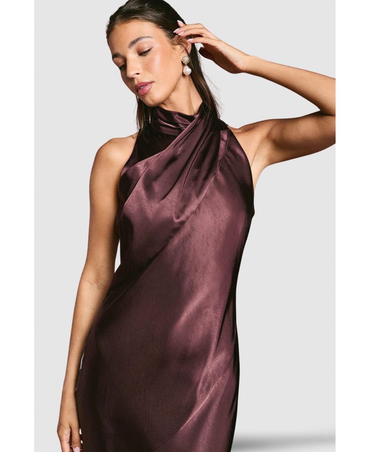 Coast Women's Satin High Neck Fishtail Maxi Dress