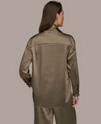 Women's Satin Button-Down Shirt