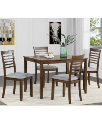 5-Piece Modern Dining Set with Rectangular Wood Table and 4 Upholstered Chairs