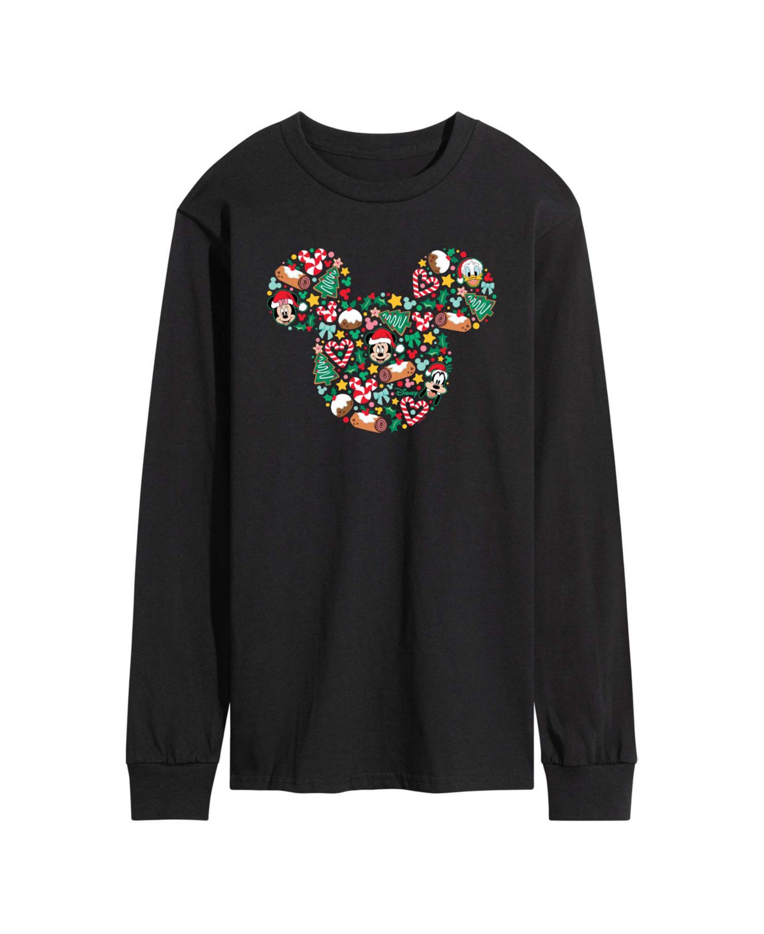 Men's Disney Mickey Silhouette Christmas Long-Sleeve Graphic T-Shirt