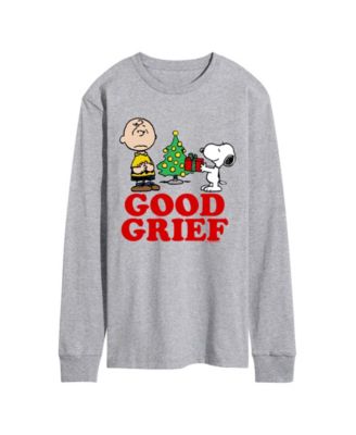 AIRWAVES - Men's Peanuts Good Grief Charlie and Snoopy Christmas Presents Graphic Long-Sleeve T-Shirt
