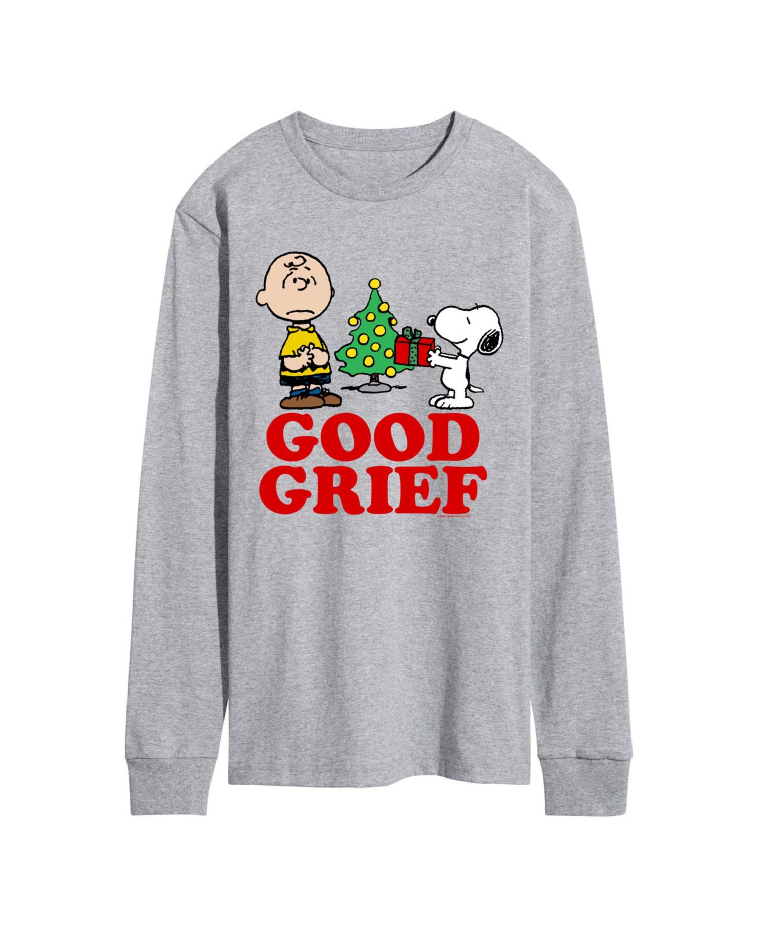 Men's Peanuts Good Grief Charlie and Snoopy Christmas Presents Graphic Long-Sleeve T-Shirt