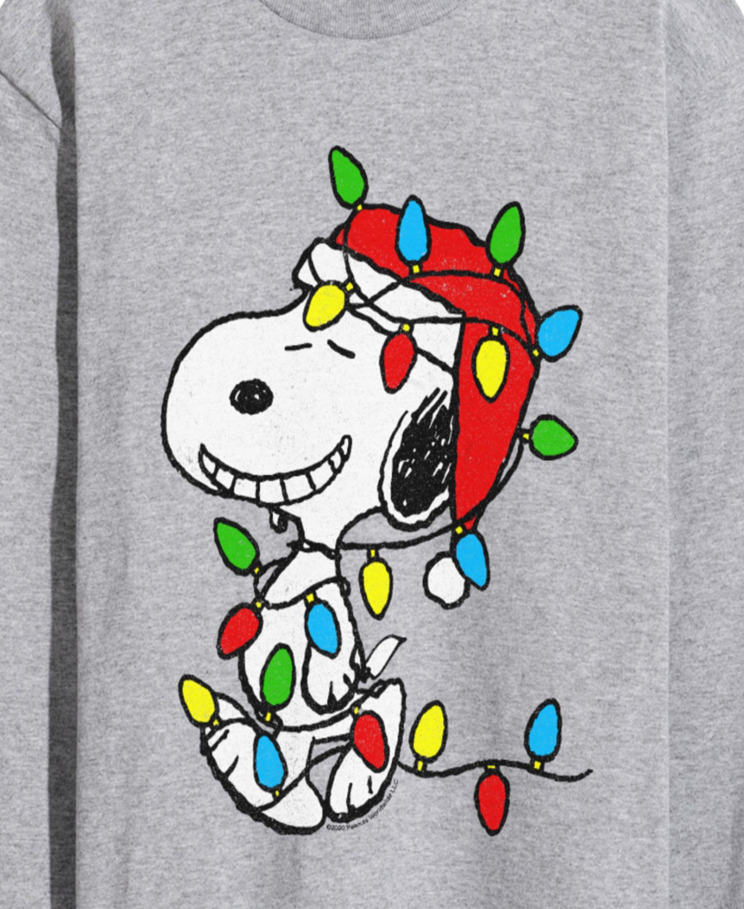 Men's Peanuts Snoopy Christmas Lights Graphic Long-Sleeve T-Shirt