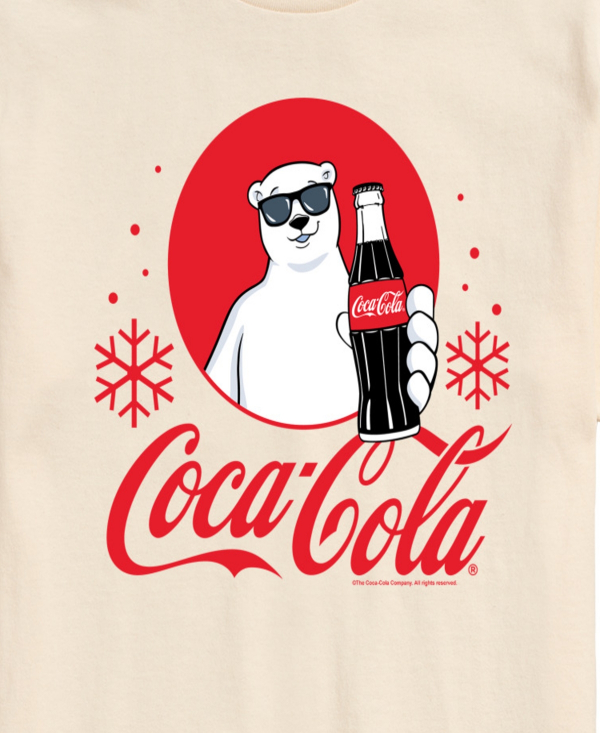 Airwaves Men's Coca-Cola Polar Bear Snowflakes Crewneck Graphic T-Shirt