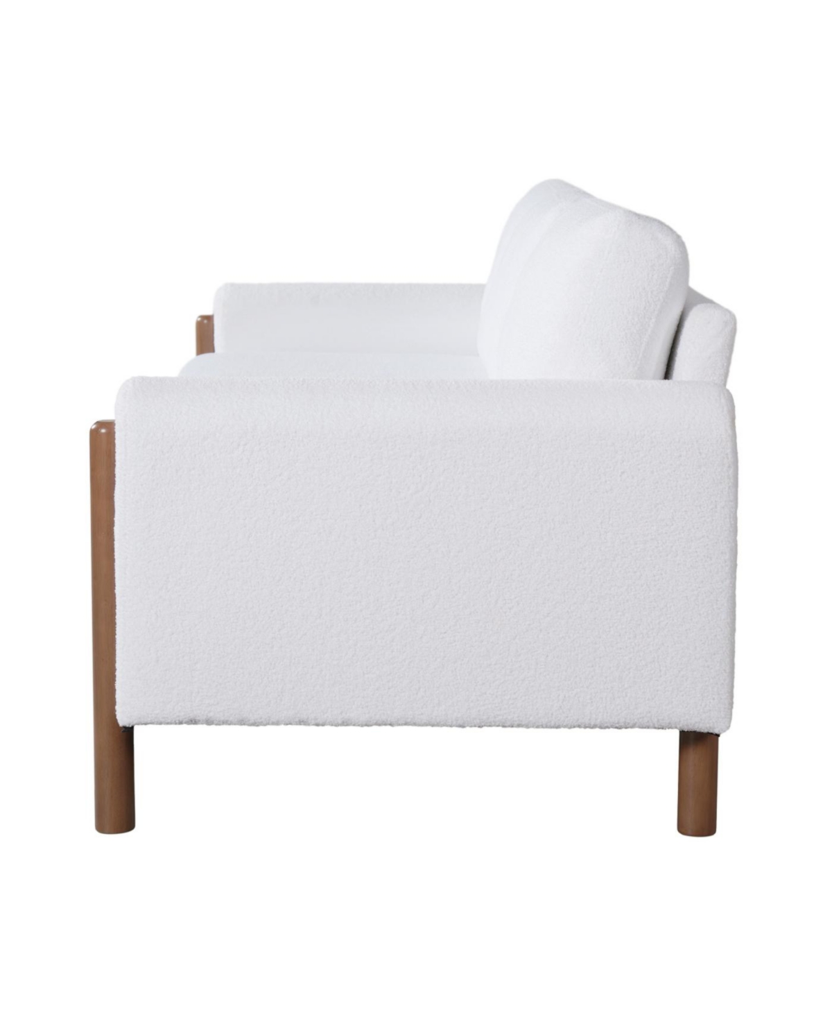 Streamdale Furniture 83.86" 3-Seater Sofa, Curved Armrest, Teddy Velvet, Solid Wood Legs & Frame, Green