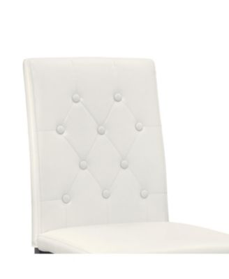 Streamdale 4-pack white PU dining chairs, ergonomic buckle backrest, black metal legs