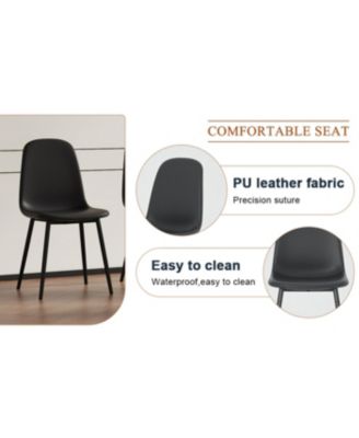 Streamdale Modern Minimalist Black Dining Chair Set - 6 Chairs, Mid-Century Style Upholstered Side Chairs.