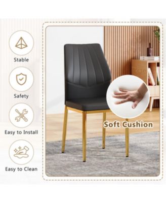 Streamdale Set of 4 Black Dining Chairs, 37" High, Ergonomic PU Backrest