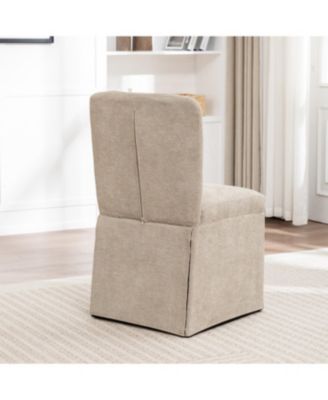 Streamdale Linen Dining Chairs, Modern Fabric Side Chairs, Padded Seat, Set of 2 (Brown