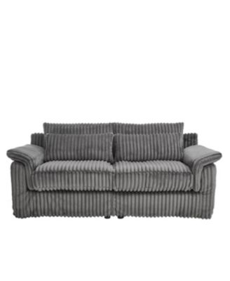 Corduroy Loveseat Sofa with Pillow Top Arms & 2 Accent Pillows